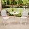 3-Piece Metal Bistro Set with Folding Chairs White Rattan-Style Patio Dining Set for Garden